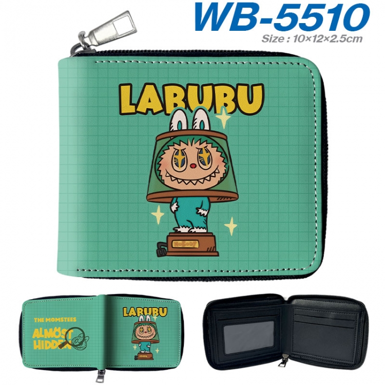 Labubu Anime color short full zip folding wallet 10x12x2.5cm wb-5510a