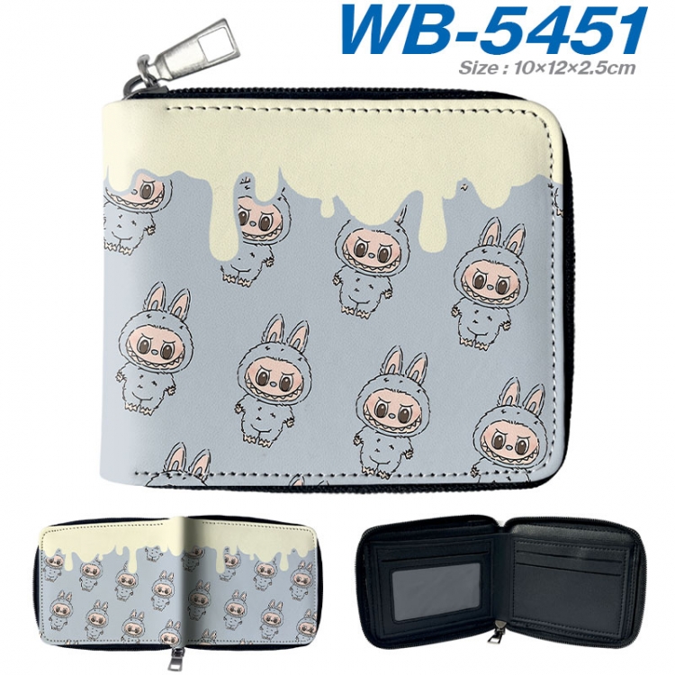 Labubu Anime color short full zip folding wallet 10x12x2.5cm wb-5451a