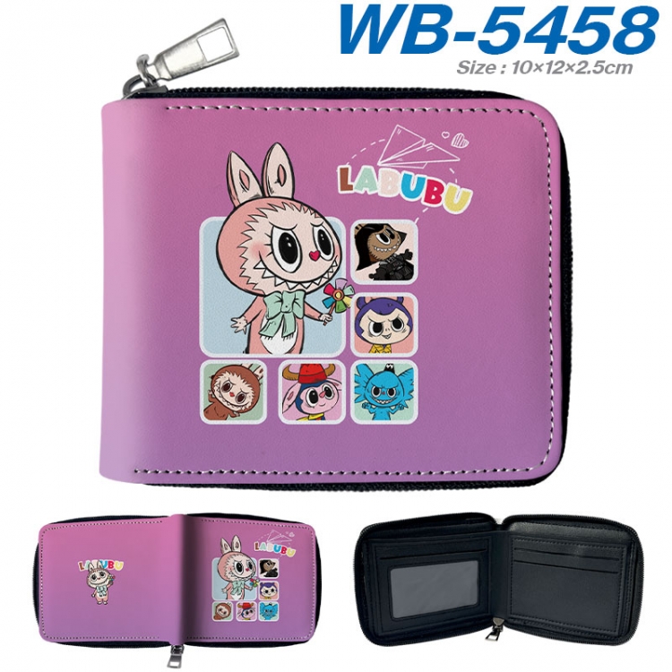 Labubu Anime color short full zip folding wallet 10x12x2.5cm wb-5458a