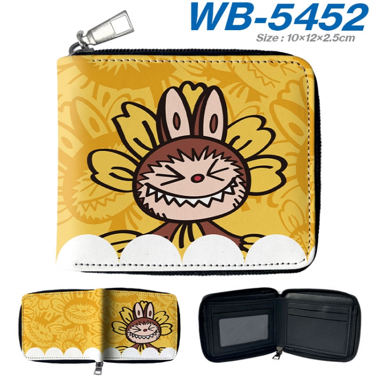 Labubu Anime color short full zip folding wallet 10x12x2.5cm wb-5452a