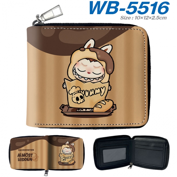 Labubu Anime color short full zip folding wallet 10x12x2.5cm  wb-5516a