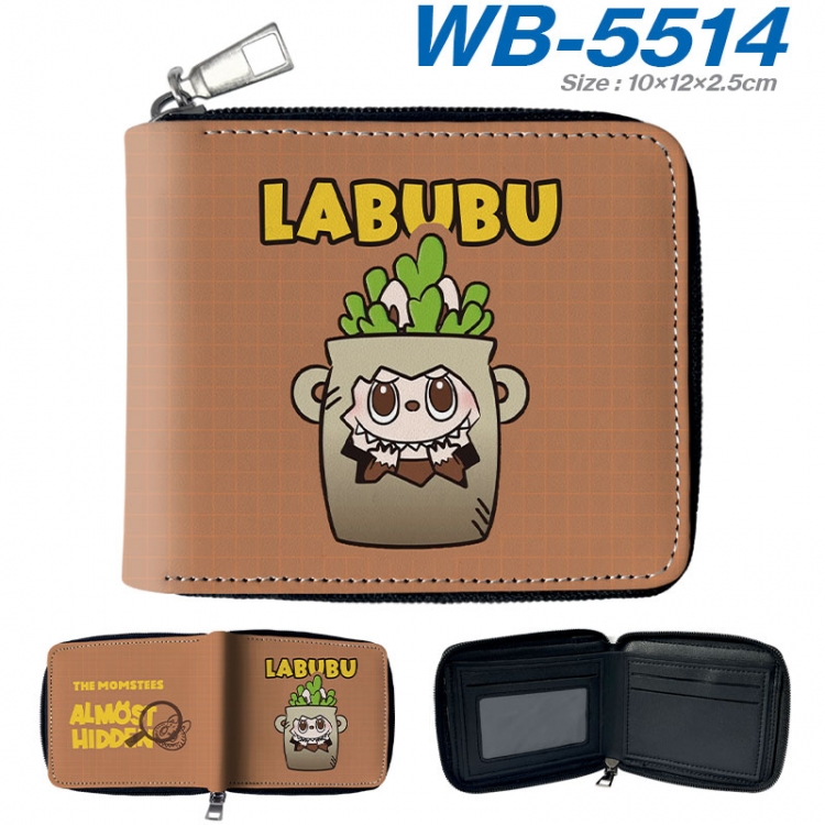 Labubu Anime color short full zip folding wallet 10x12x2.5cm  wb-5514a