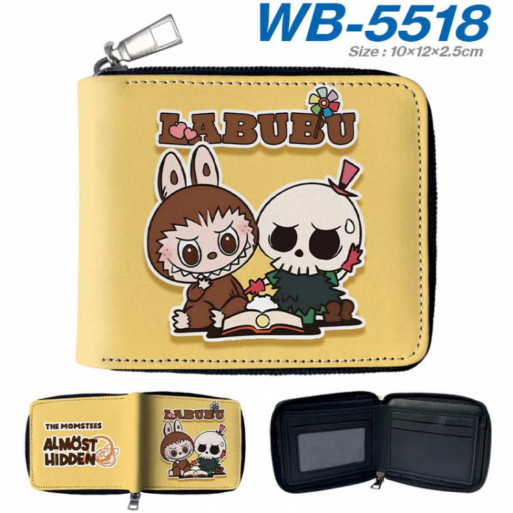 Labubu Anime color short full zip folding wallet 10x12x2.5cm  wb-5518a