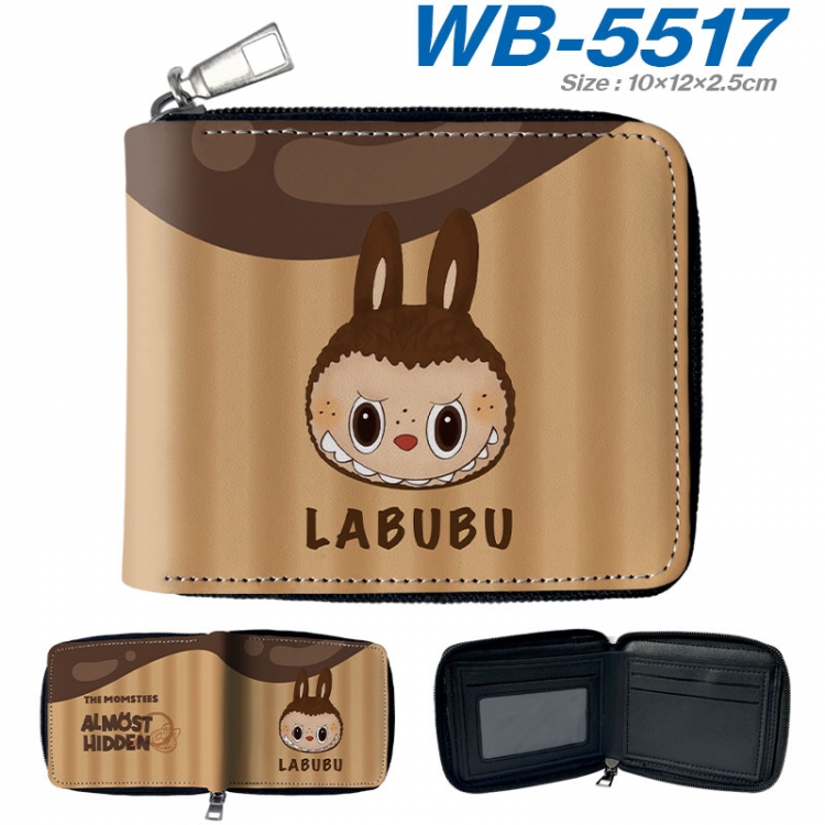 Labubu Anime color short full zip folding wallet 10x12x2.5cm wb-5517a