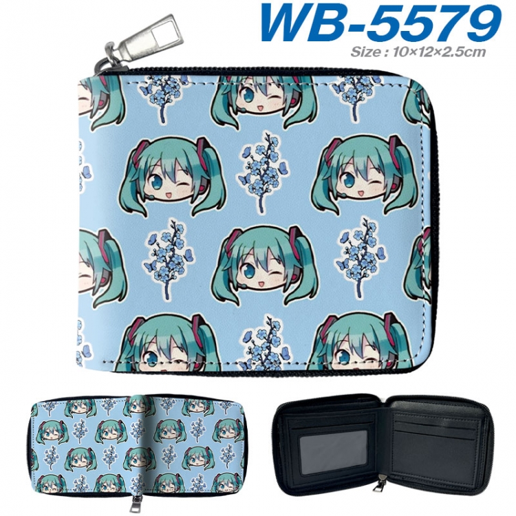 Hatsune Miku Anime color short full zip folding wallet 10x12x2.5cm wb-5579a