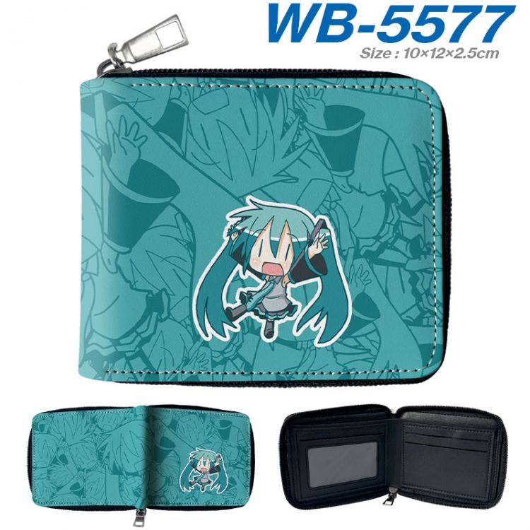 Hatsune Miku Anime color short full zip folding wallet 10x12x2.5cm  wb-5577a