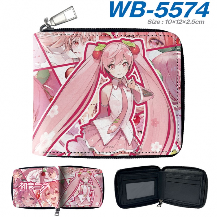 Hatsune Miku Anime color short full zip folding wallet 10x12x2.5cm wb-5574a