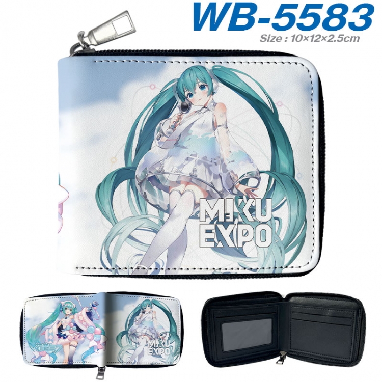 Hatsune Miku Anime color short full zip folding wallet 10x12x2.5cm wb-5583a