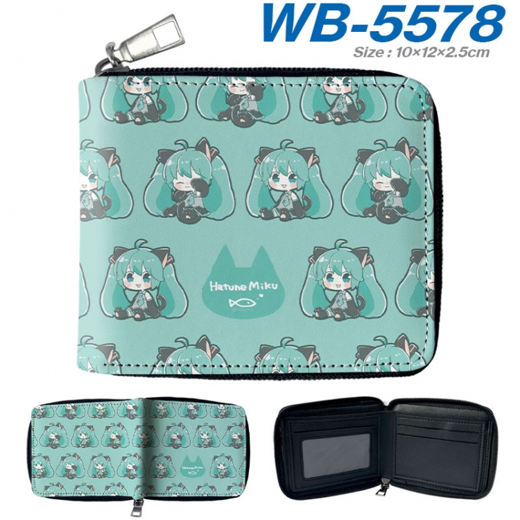 Hatsune Miku Anime color short full zip folding wallet 10x12x2.5cm  wb-5578a