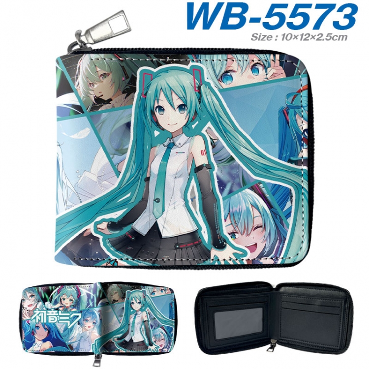 Hatsune Miku Anime color short full zip folding wallet 10x12x2.5cm  wb-5573a