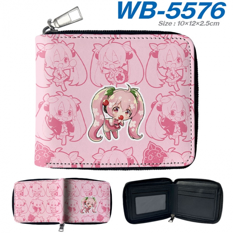 Hatsune Miku Anime color short full zip folding wallet 10x12x2.5cm  wb-5576a