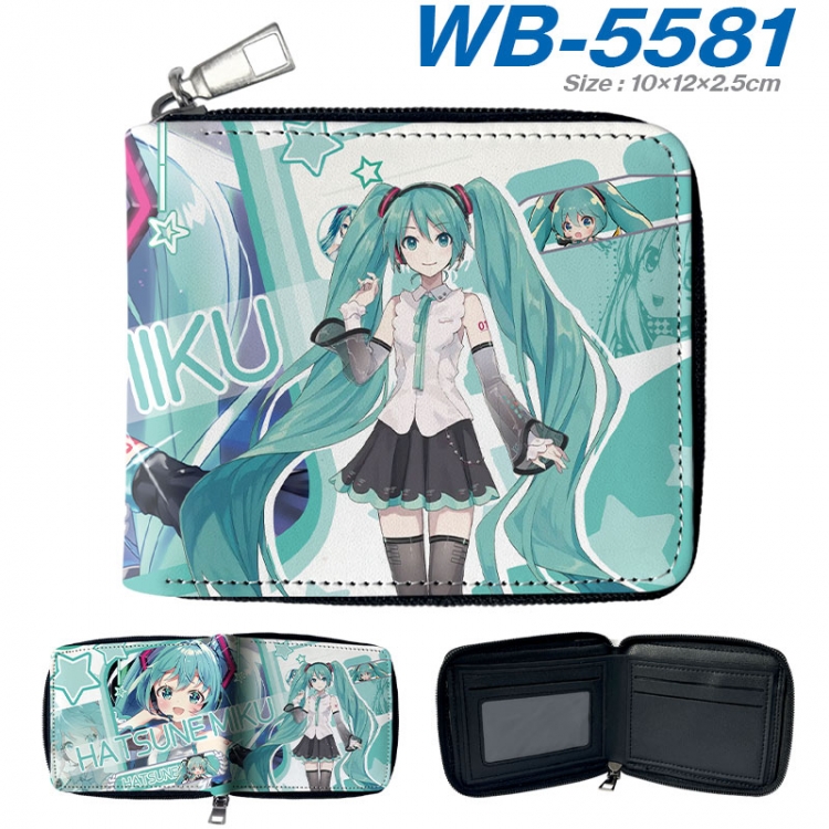 Hatsune Miku Anime color short full zip folding wallet 10x12x2.5cm wb-5581a