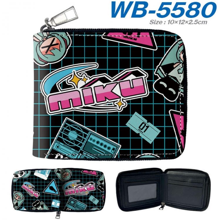 Hatsune Miku Anime color short full zip folding wallet 10x12x2.5cm  wb-5580a