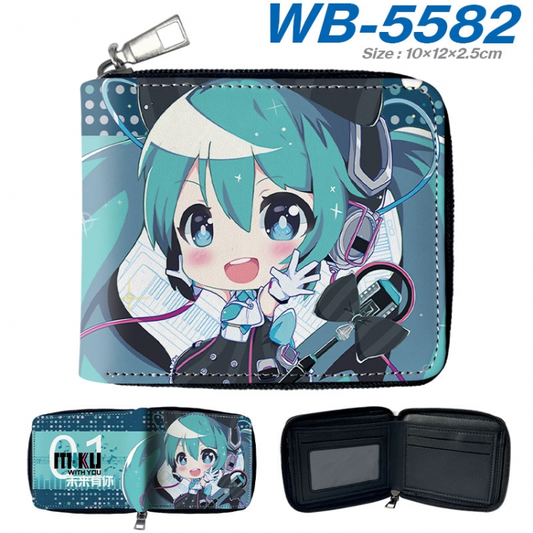 Hatsune Miku Anime color short full zip folding wallet 10x12x2.5cm wb-5582a