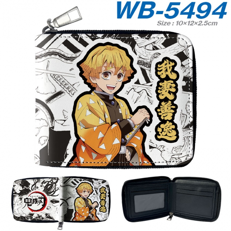 Demon Slayer Kimets Anime color short full zip folding wallet 10x12x2.5cm  wb-5494a