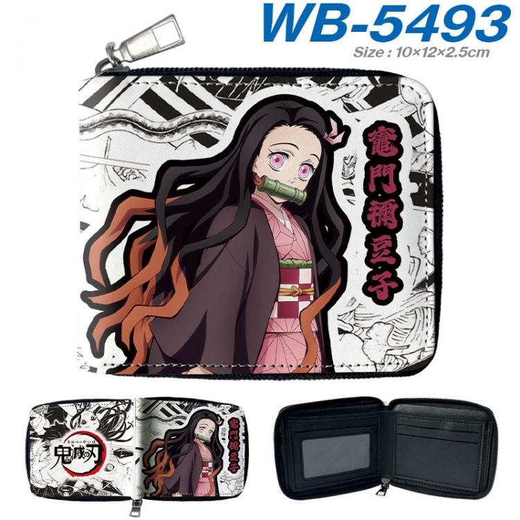 Demon Slayer Kimets Anime color short full zip folding wallet 10x12x2.5cm  wb-5493a