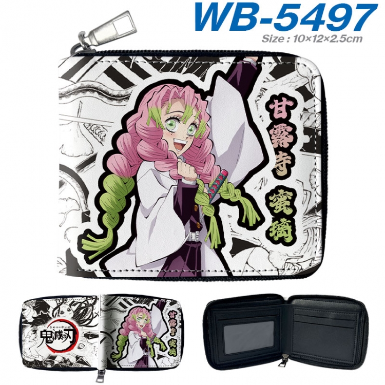 Demon Slayer Kimets Anime color short full zip folding wallet 10x12x2.5cm  wb-5497a