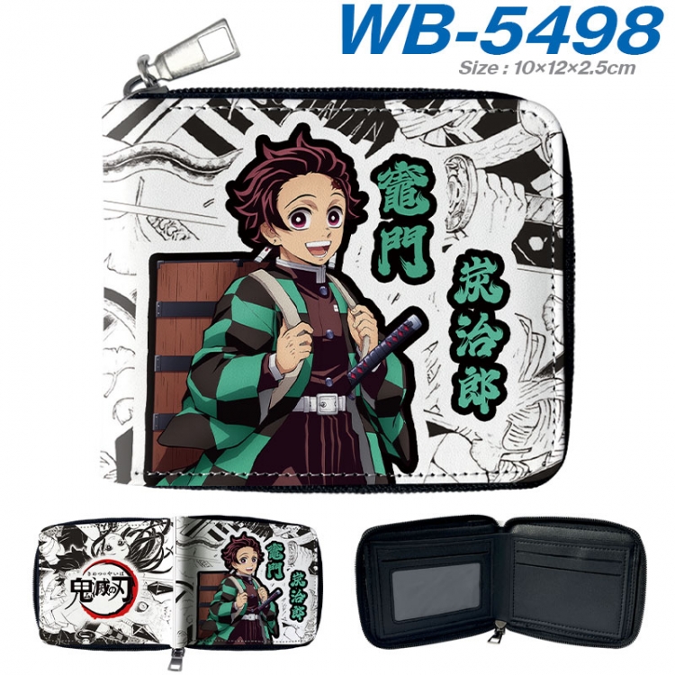 Demon Slayer Kimets Anime color short full zip folding wallet 10x12x2.5cm  wb-5498a