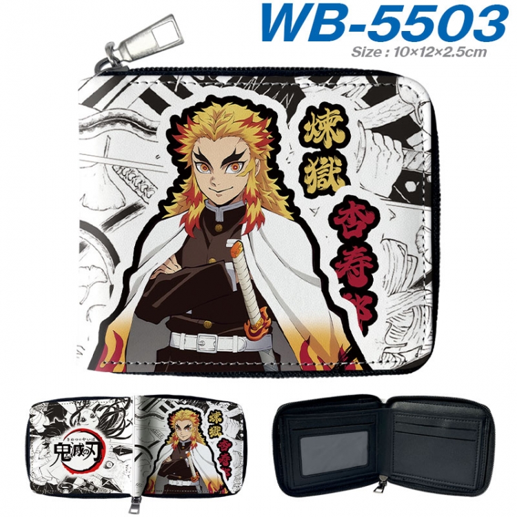 Demon Slayer Kimets Anime color short full zip folding wallet 10x12x2.5cm  wb-5503a