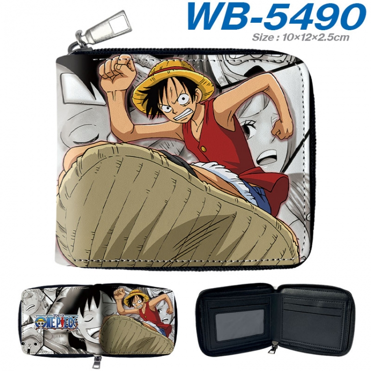 One Piece Anime color short full zip folding wallet 10x12x2.5cm wb-5490a