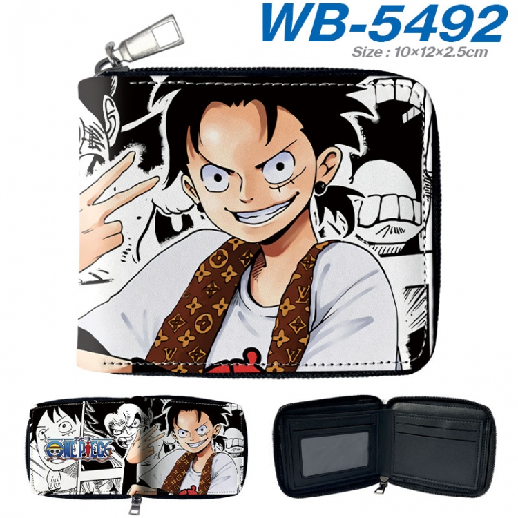 One Piece Anime color short full zip folding wallet 10x12x2.5cm wb-5492a