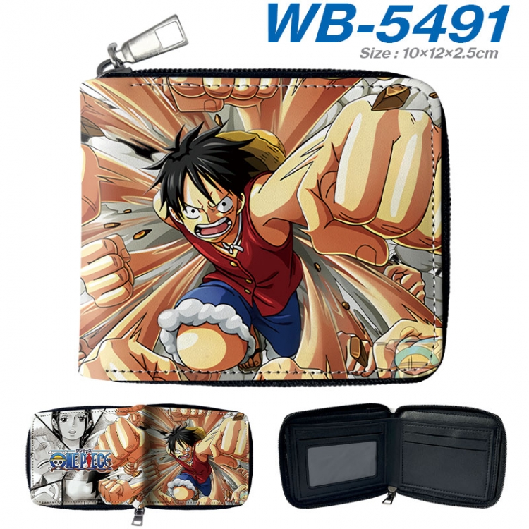 One Piece Anime color short full zip folding wallet 10x12x2.5cm  wb-5491a