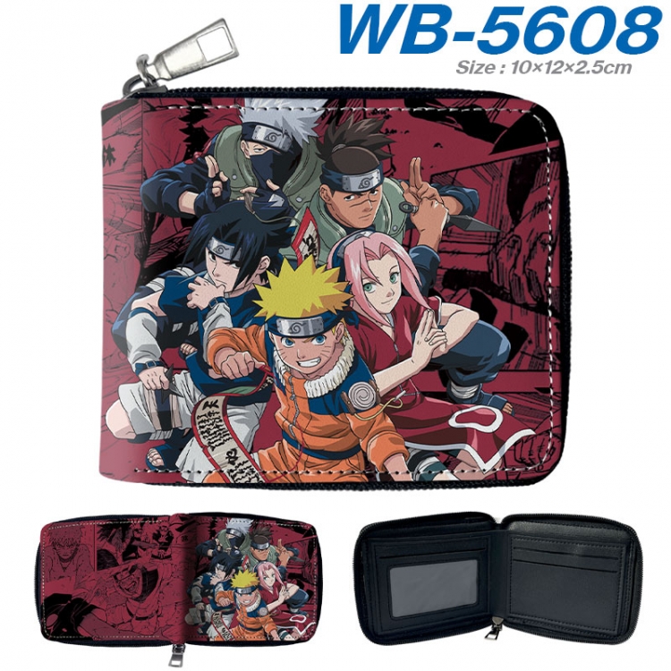 Naruto Anime color short full zip folding wallet 10x12x2.5cm  wb-5608a