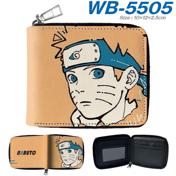 Naruto Anime color short full zip folding wallet 10x12x2.5cm  wb-5505a