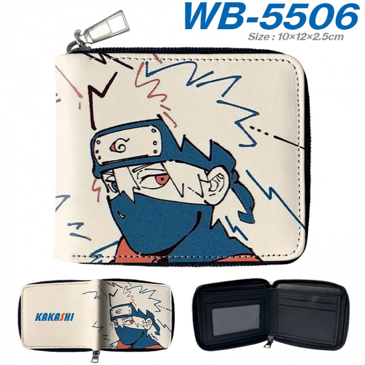 Naruto Anime color short full zip folding wallet 10x12x2.5cm wb-5506a