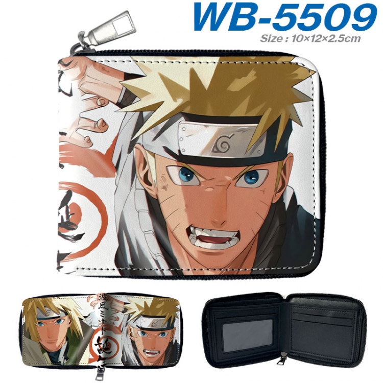 Naruto Anime color short full zip folding wallet 10x12x2.5cm wb-5509a