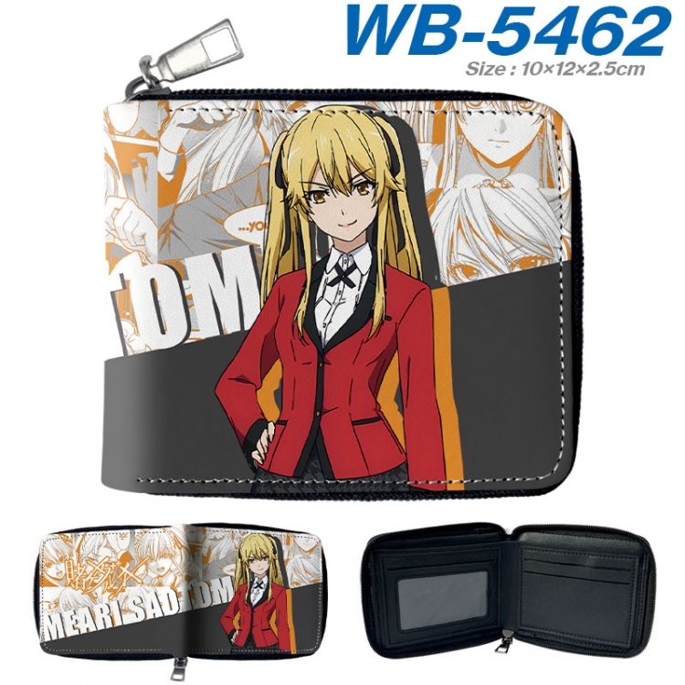 Kakegurui Anime color short full zip folding wallet 10x12x2.5cm wb-5462a