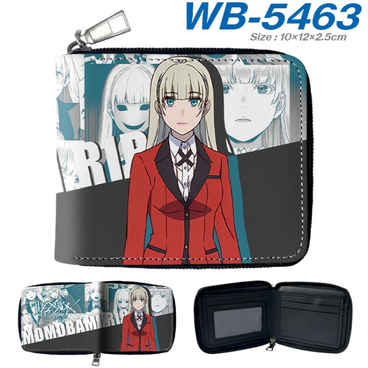 Kakegurui Anime color short full zip folding wallet 10x12x2.5cm wb-5463a