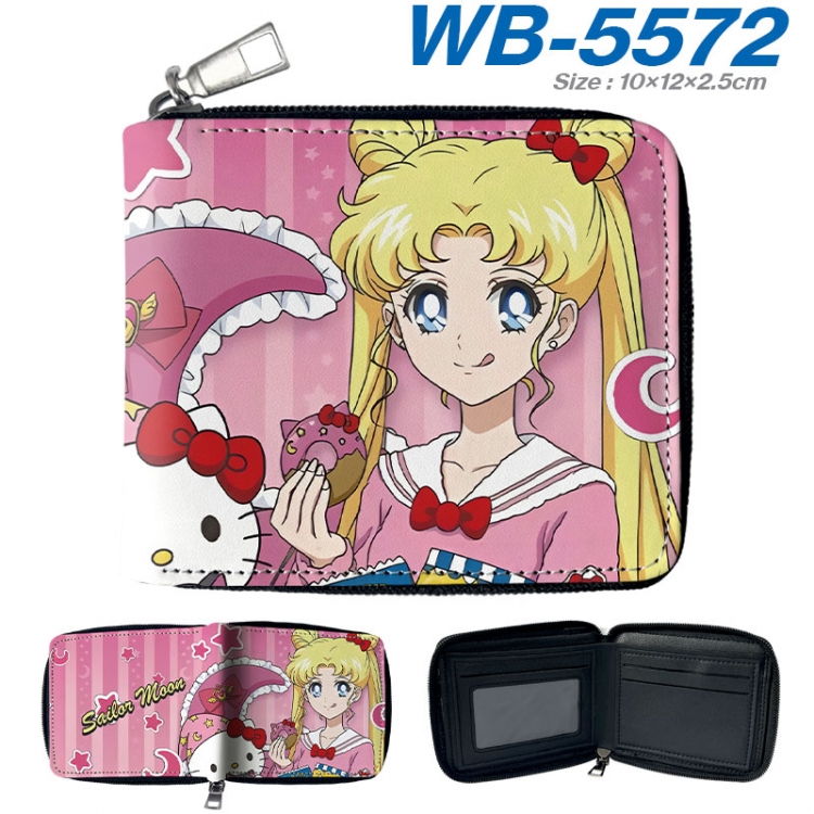 sailormoon Anime color short full zip folding wallet 10x12x2.5cm  wb-5572a