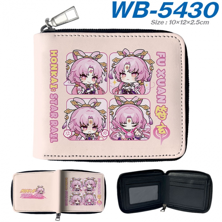 Honkai: Star Rail Anime color short full zip folding wallet 10x12x2.5cm wb-5430a