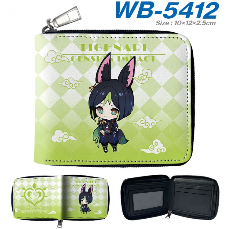 Genshin Impact Anime color short full zip folding wallet 10x12x2.5cm  wb-5412a