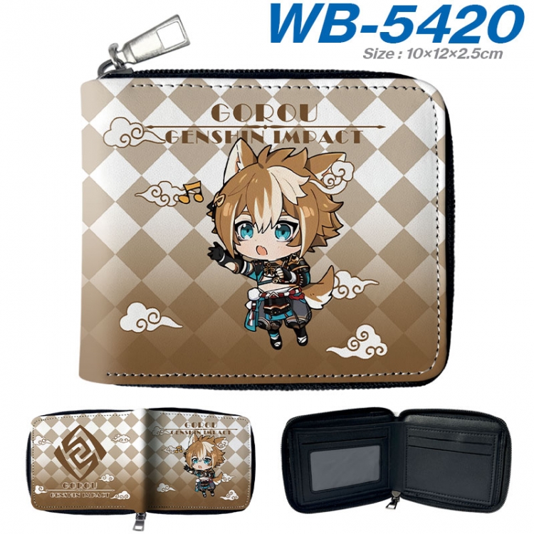 Genshin Impact Anime color short full zip folding wallet 10x12x2.5cm wb-5420a