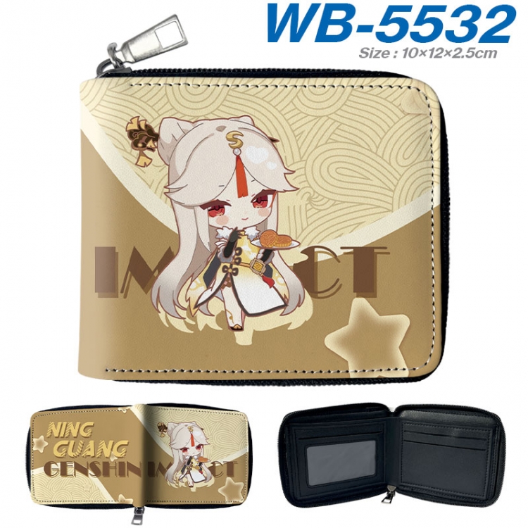 Genshin Impact Anime color short full zip folding wallet 10x12x2.5cm wb-5532a