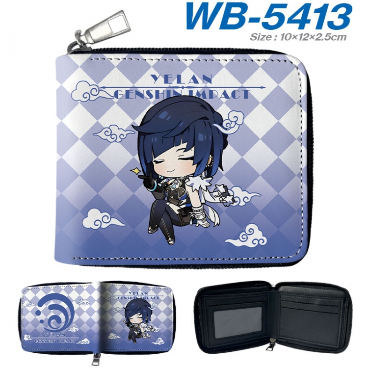 Genshin Impact Anime color short full zip folding wallet 10x12x2.5cm wb-5413a