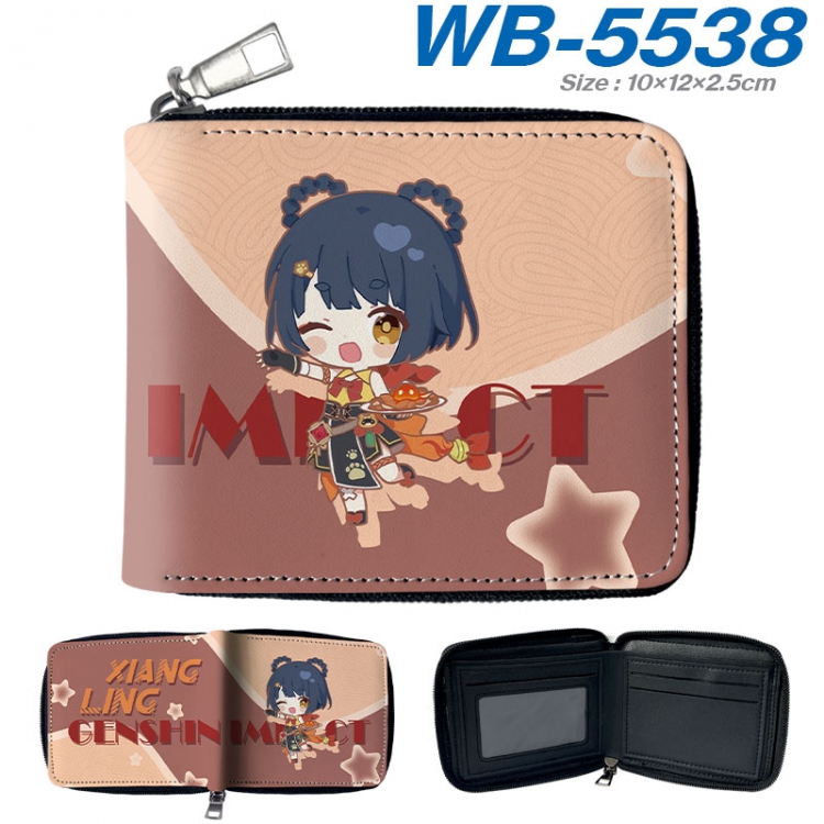 Genshin Impact Anime color short full zip folding wallet 10x12x2.5cm wb-5538a