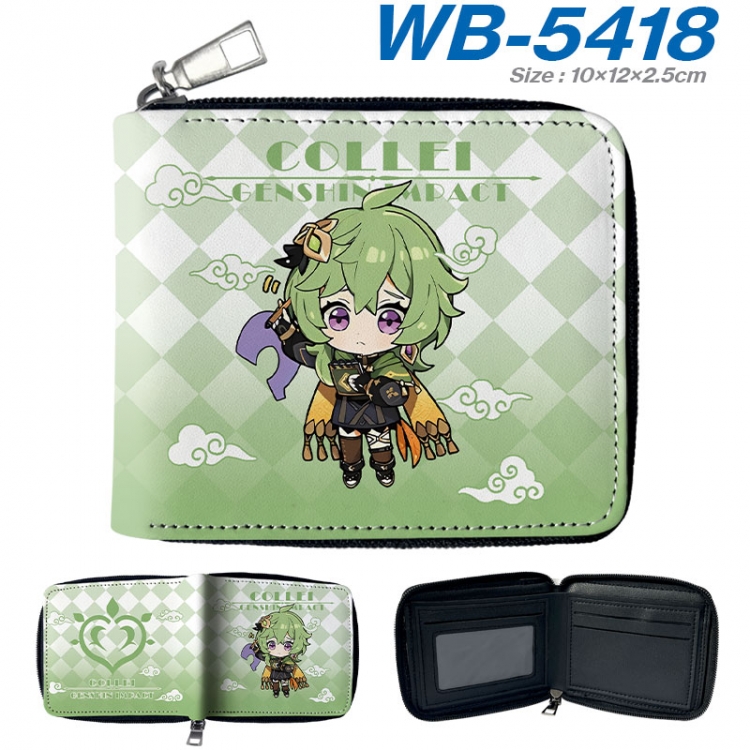 Genshin Impact Anime color short full zip folding wallet 10x12x2.5cm wb-5418a