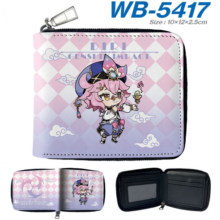 Genshin Impact Anime color short full zip folding wallet 10x12x2.5cm wb-5417a