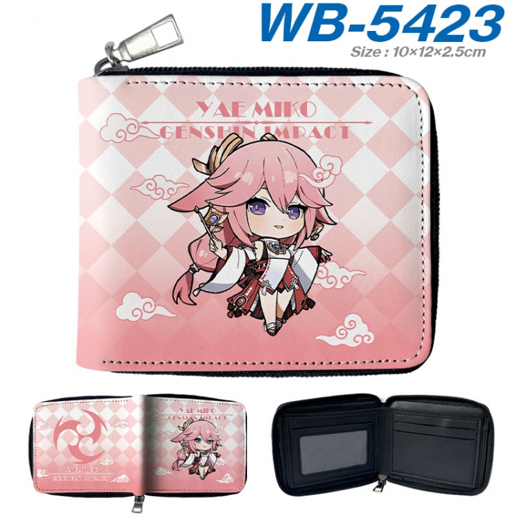 Genshin Impact Anime color short full zip folding wallet 10x12x2.5cm wb-5423a