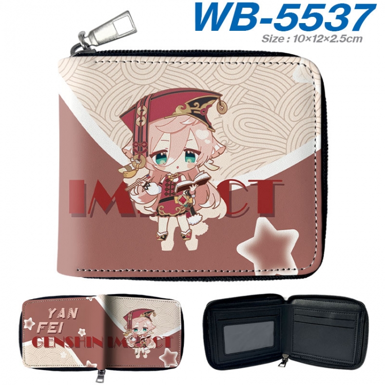 Genshin Impact Anime color short full zip folding wallet 10x12x2.5cm  wb-5537a