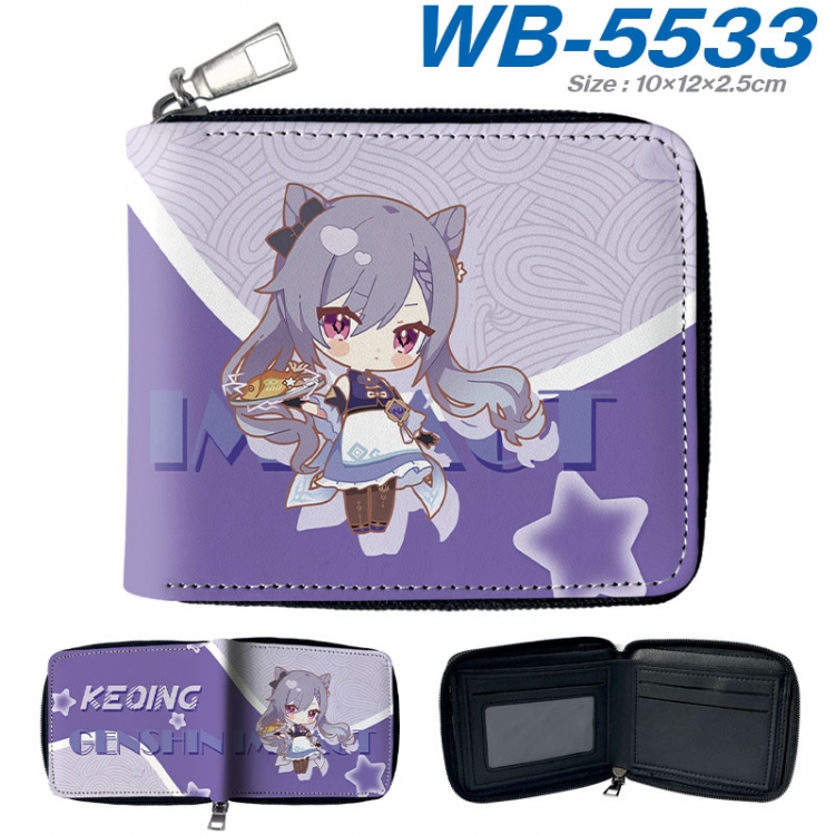 Genshin Impact Anime color short full zip folding wallet 10x12x2.5cm wb-5533a