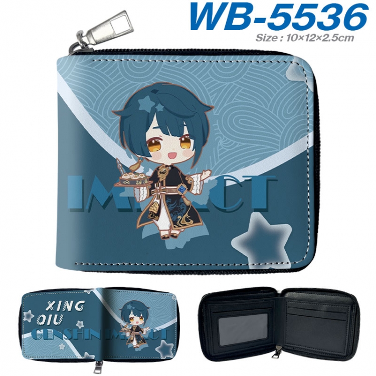 Genshin Impact Anime color short full zip folding wallet 10x12x2.5cm wb-5536a