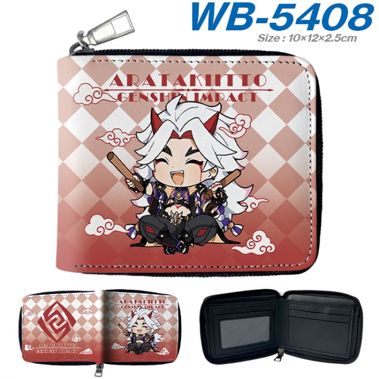 Genshin Impact Anime color short full zip folding wallet 10x12x2.5cm wb-5408a