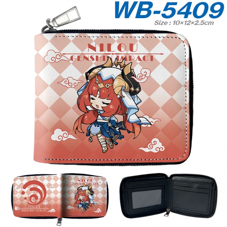 Genshin Impact Anime color short full zip folding wallet 10x12x2.5cm wb-5409a