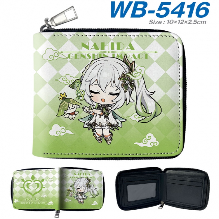 Genshin Impact Anime color short full zip folding wallet 10x12x2.5cm wb-5416a