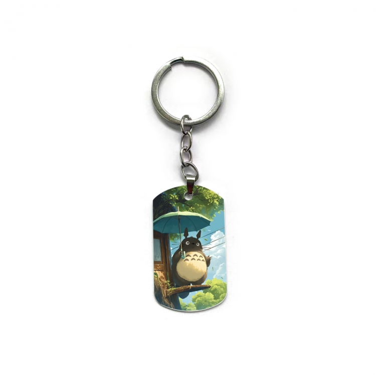 TOTORO Anime double-sided full-color printed military brand ring keychain  price for 5 pcs