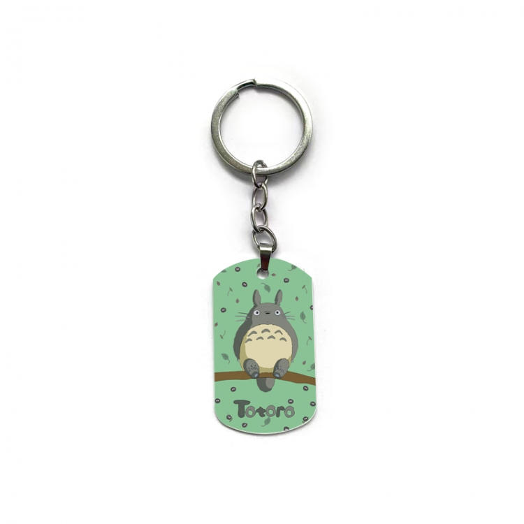 TOTORO Anime double-sided full-color printed military brand ring keychain  price for 5 pcs